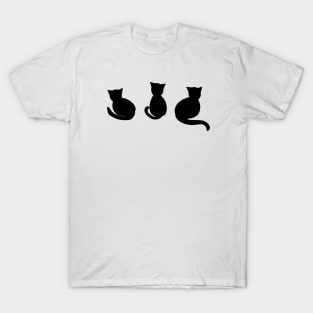 3 Black Cats Silhouette T-Shirt